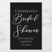 Chic Black White Bridal Shower Personalized Wijn Etiket (Enkel label)