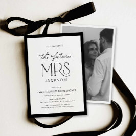 Chic Black & White Bridal Shower Photo Invitation Kaart