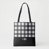 Chic Black White Buffalo Geplaatst met Monogram Tote Bag (Voorkant)