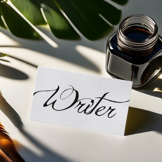 Chic Black White Calligraphy Script Writer Visitekaartje