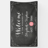 Chic Black White Chalkboard Floral Wedding Banner (Verticaal)