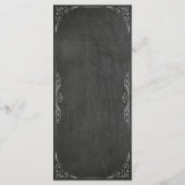 Chic Black & White Chalkboard Floral Wedding Menu (Achterkant)