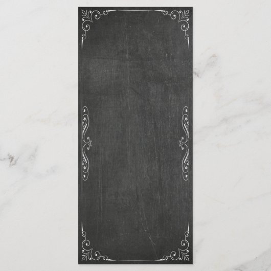 Chic Black & White Chalkboard Floral Wedding Menu (Achterkant)