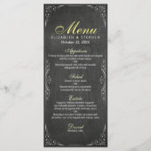 Chic Black & White Chalkboard Floral Wedding Menu (Voorkant)