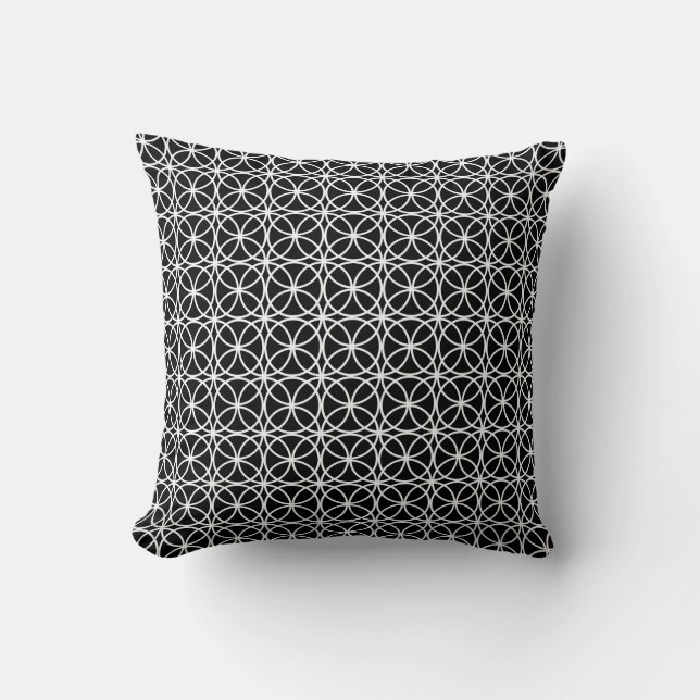 Chic Black White Circle Geometric Pattern Kussen (Voorkant)