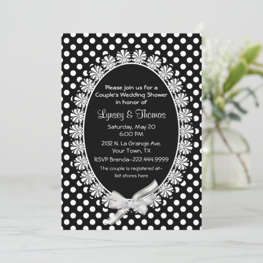 Chic Black & White Couple's Wedding Shower Kaart (Staand voorkant)