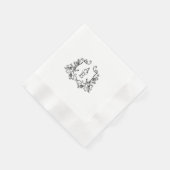 Chic Black & White Crest Monogram Wedding Napkin Servet (Hoek)