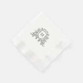 Chic Black & White Crest Monogram Wedding Napkin Servet (Hoek)