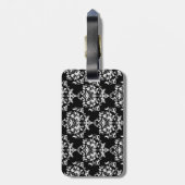 Chic Black & White Damask Bagagelabel (Achterkant verticaal)