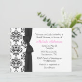Chic Black & White Damask Bridal Shower Invitation Kaart (Staand voorkant)