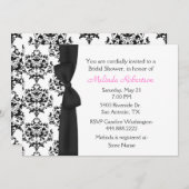 Chic Black & White Damask Bridal Shower Invitation Kaart (Voorkant / Achterkant)