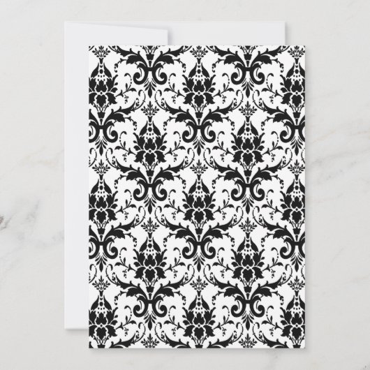 Chic Black $ White Damask Pearl Wedding Invitation Kaart (Achterkant)