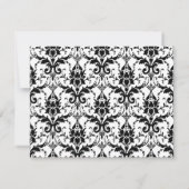 Chic Black $ White Damask Pearl Wedding RSVP Kaartje (Achterkant)