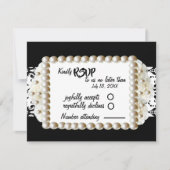 Chic Black $ White Damask Pearl Wedding RSVP Kaartje (Voorkant)