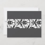 Chic Black $ White Damask Pearl Wedding RSVP Kaartje (Achterkant)