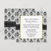 Chic Black & White Damask Wedding Invitation Kaart (Voorkant / Achterkant)