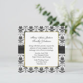 Chic Black & White Damask Wedding Invitation Kaart (Staand voorkant)
