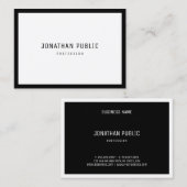 Chic Black White Elegant Modern Minimalist Plain Visitekaartje (Voorkant / Achterkant)