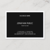 Chic Black White Elegant Modern Minimalist Plain Visitekaartje (Achterkant)