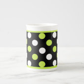 Chic Black, White en Chartreuse Polka Dot Porselein Kop (Voorkant)