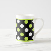 Chic Black, White en Chartreuse Polka Dot Porselein Kop (Rechts)