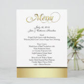 Chic Black, White en Gold Custom Wedding Menu (Staand voorkant)