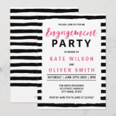 Chic Black & White Engagement Party - Uitnodiging (Voorkant / Achterkant)