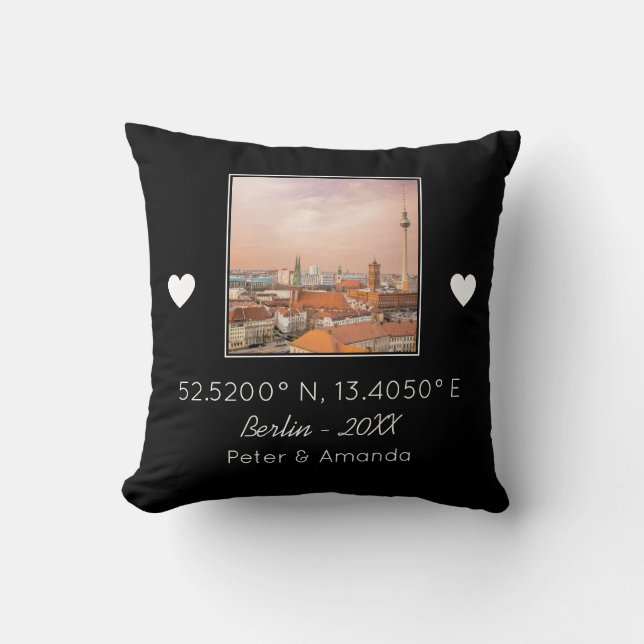 Chic Black & White First Date Keepsake Vriend Kussen (Voorkant)