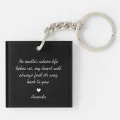 Chic Black & White First Date Keepsake Vriend Sleutelhanger (Achterkant)