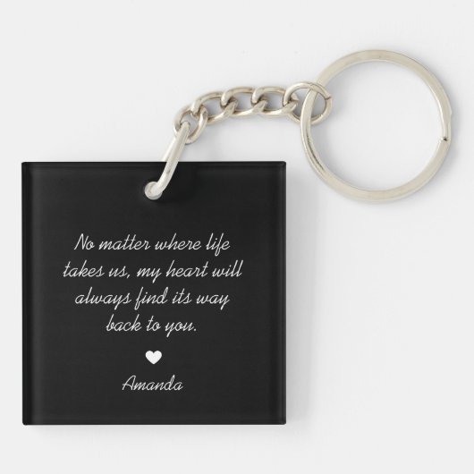 Chic Black & White First Date Keepsake Vriend Sleutelhanger (Achterkant)