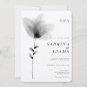 Chic Black White Floral Monogrammed Weddenschap Kaart (Voorkant)