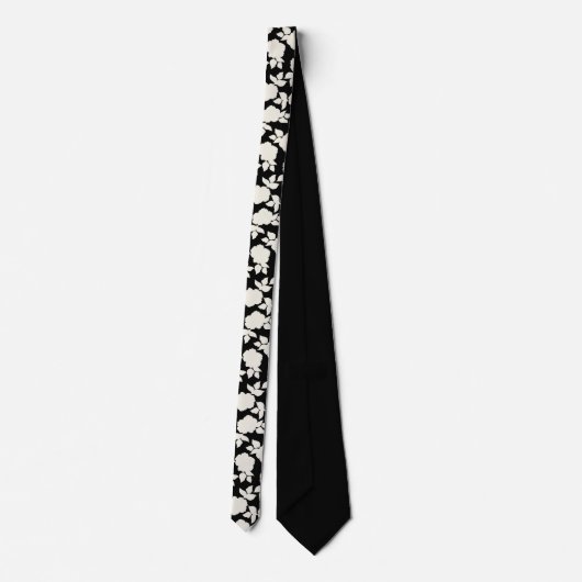 Chic Black &white floral pattern Stropdas (Achterkant)