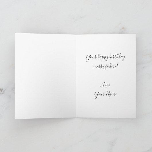 Chic Black White Floral Waterverf Happy Birthday Kaart (Binnen)