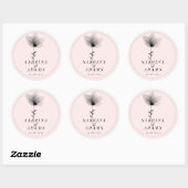 Chic Black White Floral Wedding Ronde Sticker (Vel)