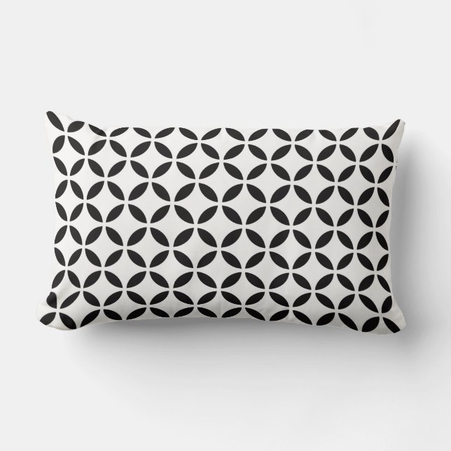 Chic Black White Flower Petal Geometric Pattern Kussen (Voorkant)