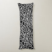 Chic Black White Giraffe Print Silver Bow en Name Lichaamskussen (Achterkant (Verticaal))