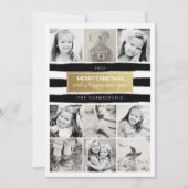 Chic Black White Gold Photo Collage Vakantie Card Feestdagenkaart (Voorkant)