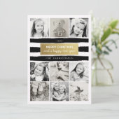 Chic Black White Gold Photo Collage Vakantie Card Feestdagenkaart (Staand voorkant)