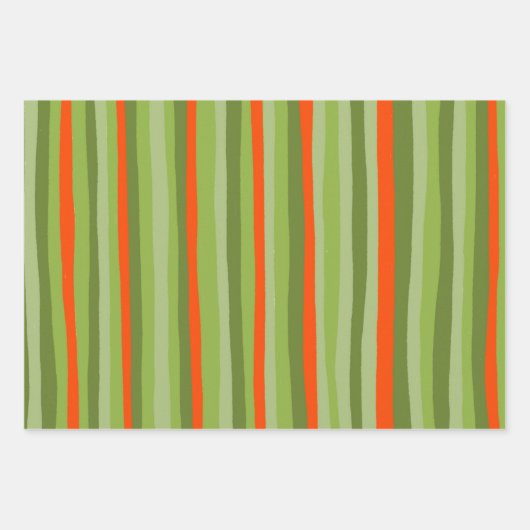 Chic Black White Green Modern Stripes Pattern Inpakpapier Vel (Voorkant)