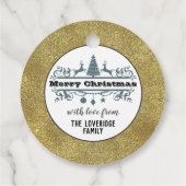 Chic Black White Grey Merry Kerstmis Glitter Bedankjes Labels (Achterkant)