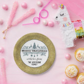 Chic Black White Grey Merry Kerstmis Glitter Papieren Bordje (Feest)