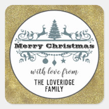 Chic Black White Grey Merry Kerstmis Glitter