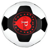 Chic Black White Initiaal Monogram Red Heart Voetbal (Gedraaid)