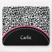 Chic Black White Leopard Print Pink Accent Name Muismat (Voorkant)