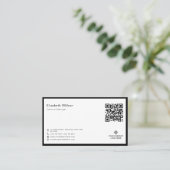 Chic Black & White Lijst Business Logo QR Code Visitekaartje (Staand voorkant)