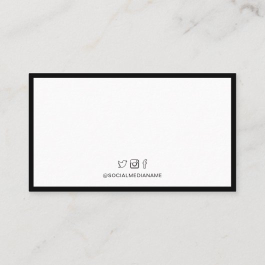 Chic Black & White Lijst Business Logo QR Code Visitekaartje (Achterkant)