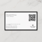 Chic Black & White Lijst Business Logo QR Code Visitekaartje (Voorkant)