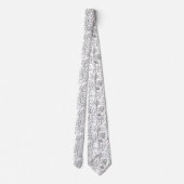 Chic Black White Line Art Vines Floral Pattern Stropdas (Achterkant)