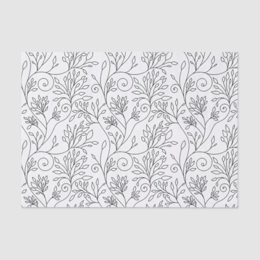 Chic Black White Line Art Vines Floral Pattern Tissuepapier (Voorkant)