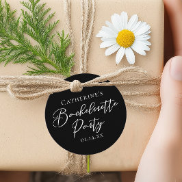 Chic Black White Minimalist Bachelorette Party Bedankjes Labels